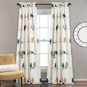 Room Darkening Bird Curtains 2 Panels